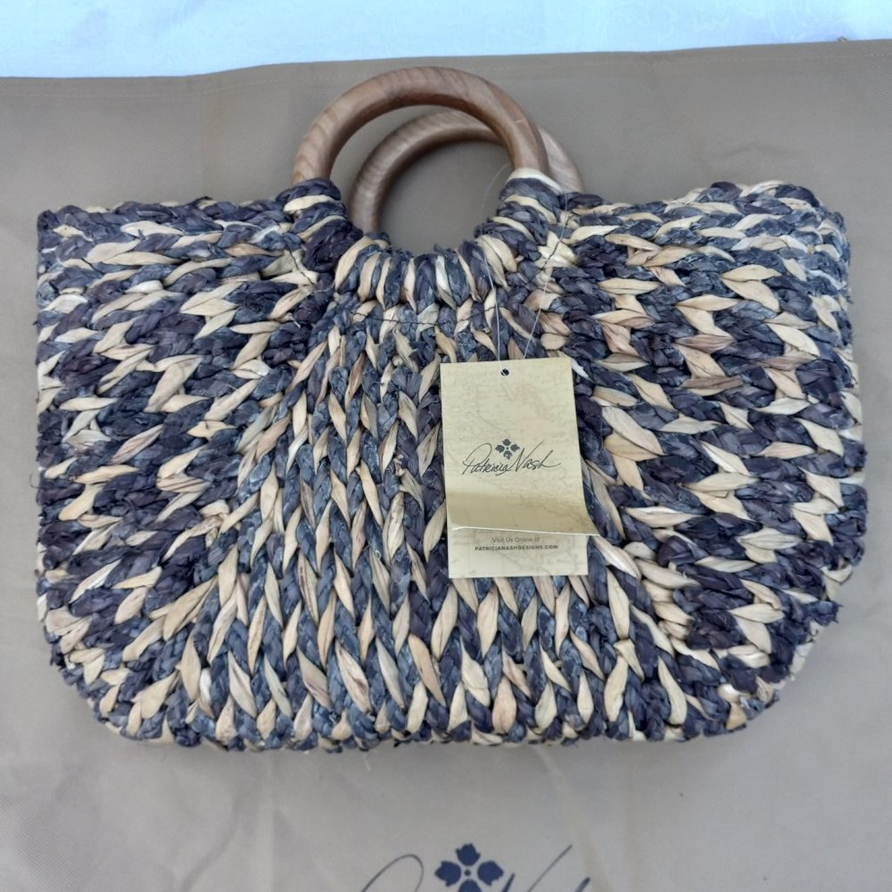 NWT PATRICIA NASH WOVEN STRAW TOTE BAG // CROSS BODY BAG WITH LEATHER STRAP - Picture 10 of 16